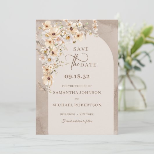 Wildflower boho minimalistisch modern Save the dat Save The Date (Staand voorkant)