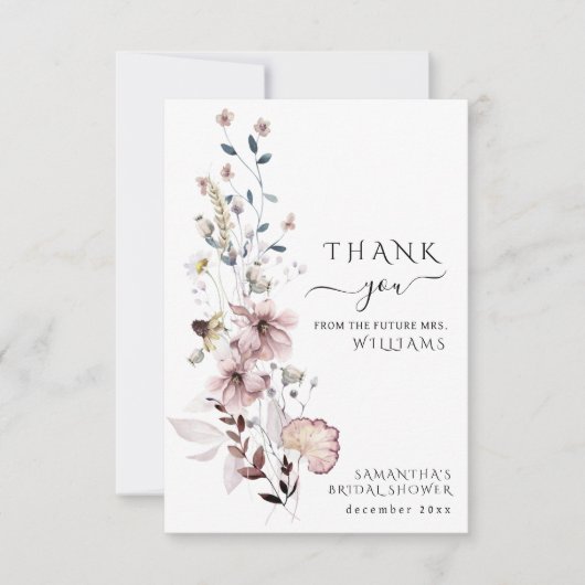 Wildflower boho minimalistisch modern Vrijgezellen Bedankkaart (Voorkant)