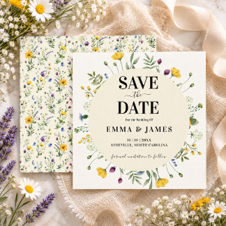 Wildflower Boho Minimalistische Moderne Weide Trou Save The Date