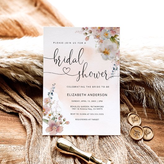 Wildflower Boho Modern Bridal Shower Kaart