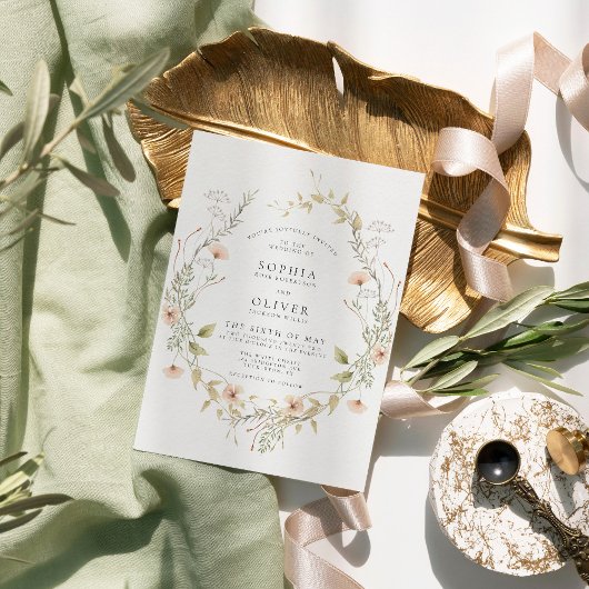 Wildflower Boho Modern Elegant Bruiloft Kaart