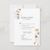 Wildflower Boho Modern Whimsical Bloemen Bruiloft RSVP Kaartje (Voorkant)