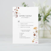 Wildflower Boho Modern Whimsical Bloemen Bruiloft RSVP Kaartje (Staand voorkant)