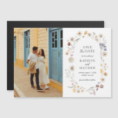 Wildflower Boho Modern Whimsical Save The Date Magnetische Uitnodiging (Voorkant / Achterkant)