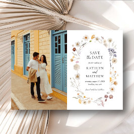 Wildflower Boho Modern Whimsical Save The Date Magnetische Uitnodiging
