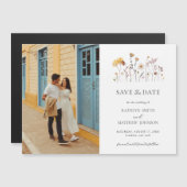 Wildflower Boho Modern Whimsical Save The Date Magnetische Uitnodiging (Voorkant / Achterkant)