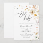 Wildflower boho Oh Baby baby shower Kaart (Voorkant / Achterkant)