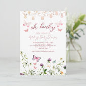 Wildflower Boho Oh Baby shower Kaart (Staand voorkant)