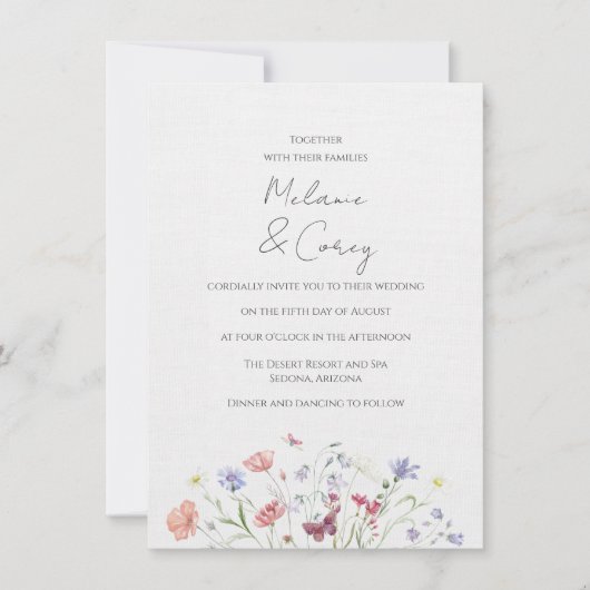 Wildflower Boho Outdoor bruiloft uitnodiging (Voorkant)