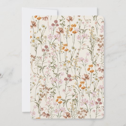 Wildflower Boho QR Code Wedding RSVP Kaart (Achterkant)