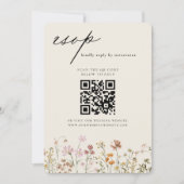 Wildflower Boho QR Code Wedding RSVP Kaart (Voorkant)