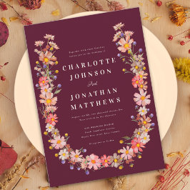 Wildflower Boho Romantische Bourgondische herfstbr Kaart