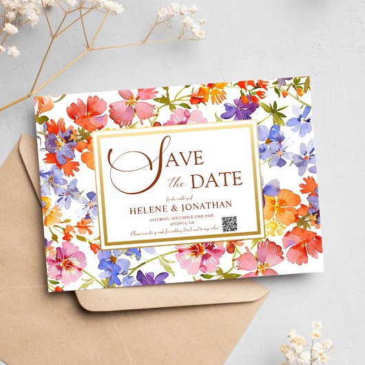 Wildflower Boho Rustic Floral Elegante bruiloft Save The Date