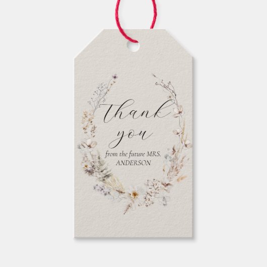 Wildflower Boho rustiek Elegant Vrijgezellenfeest Cadeaulabel (Voorkant)