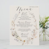 Wildflower Boho rustiek Elegant Vrijgezellenfeest Menu (Staand voorkant)