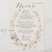 Wildflower Boho rustiek Elegant Vrijgezellenfeest Menu (Voorkant)