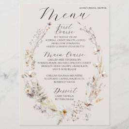 Wildflower Boho rustiek Elegant Vrijgezellenfeest Menu