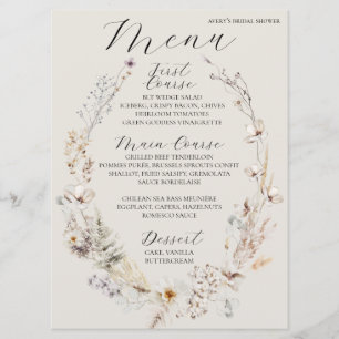 Wildflower Boho rustiek Elegant Vrijgezellenfeest Menu
