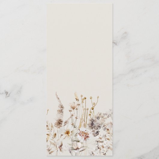 Wildflower Boho rustiek Elegant Vrijgezellenfeest Menu (Achterkant)