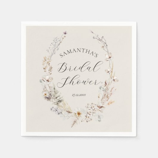 Wildflower Boho rustiek Elegant Vrijgezellenfeest Servet (Voorkant)