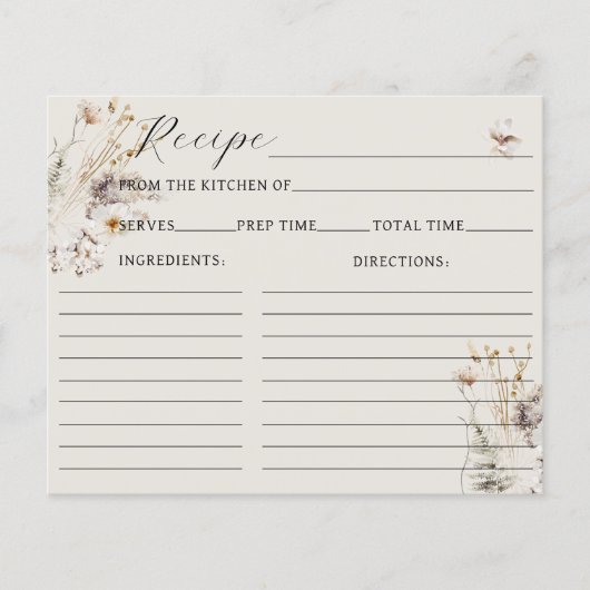 Wildflower Boho rustiek Vrijgezellenfeest Recept (Voorkant)