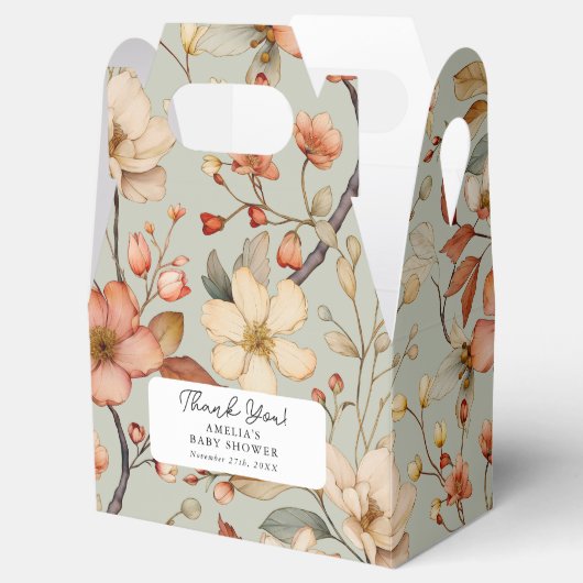 Wildflower Boho Sage Green Floral Baby shower Bedankdoosjes (Geopend)