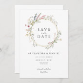 wildflower boho sparen de date minimalist kaart (Voorkant / Achterkant)