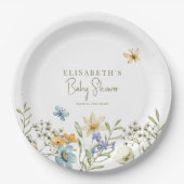 Wildflower boho spring gepersonaliseerd baby showe papieren bordje (Voorkant)