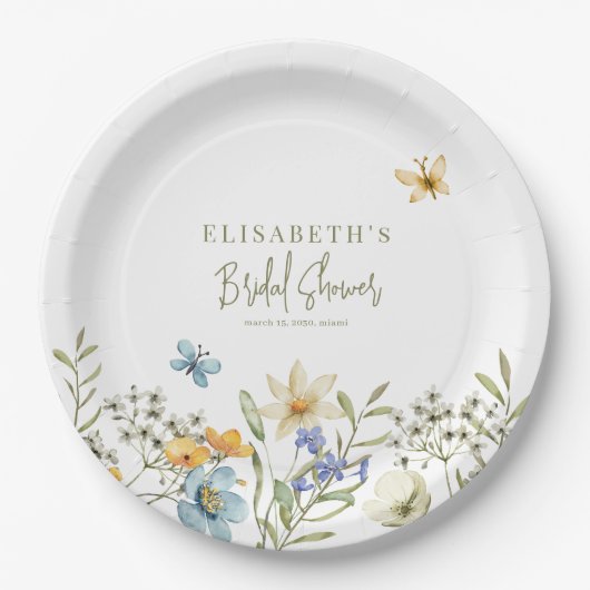 Wildflower boho spring gepersonaliseerd vrijgezell papieren bordje (Voorkant)