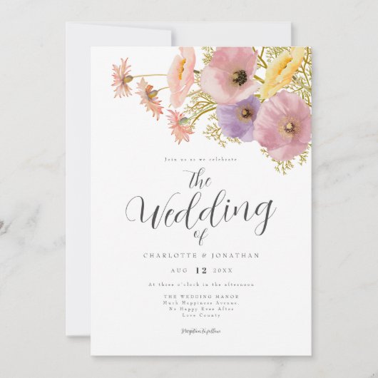 Wildflower Boho Spring Wedding Kaart (Voorkant)