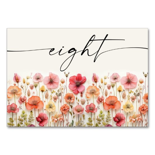 Wildflower Boho tafel Kaarten nummer acht (Voorkant)