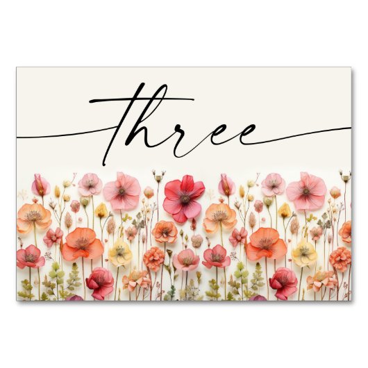 Wildflower Boho tafel Kaarten nummer drie (Voorkant)