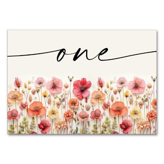 Wildflower Boho tafel Kaarten nummer één (Achterkant)