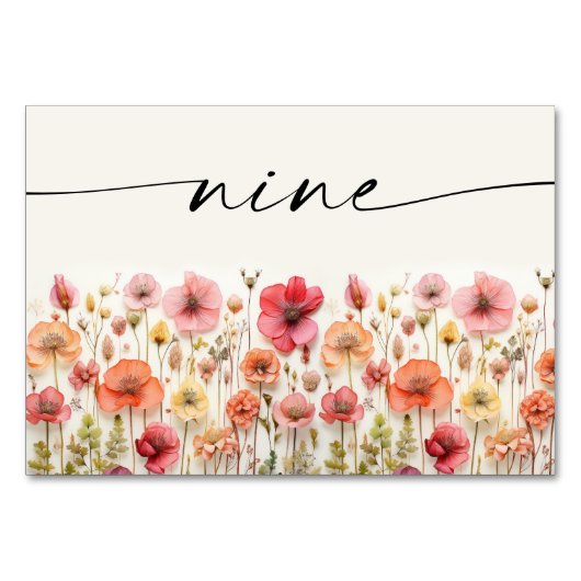 Wildflower Boho tafel Kaarten nummer negen (Achterkant)