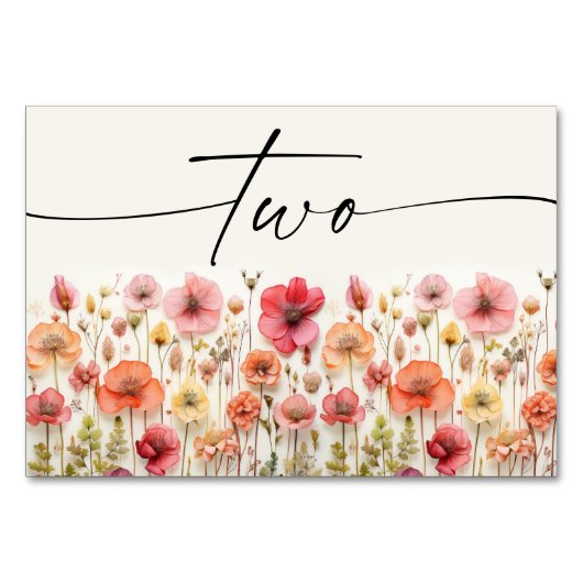 Wildflower Boho tafel Kaarten nummer twee (Achterkant)