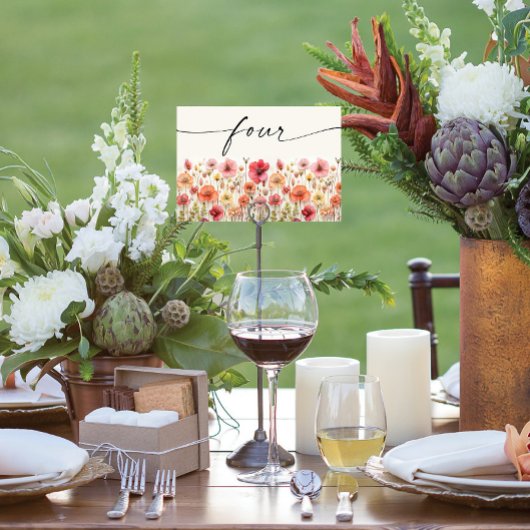 Wildflower Boho Tafel Kaarten Nummer Vier