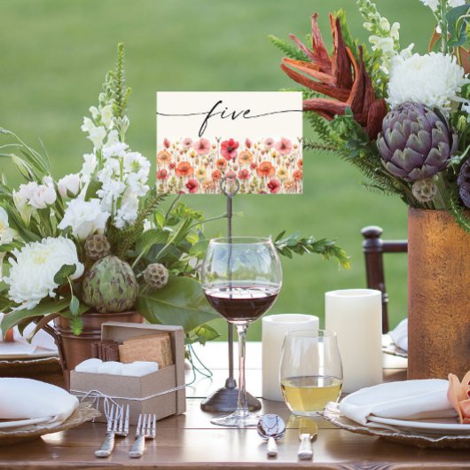 Wildflower Boho tafel Kaarten nummer vijf
