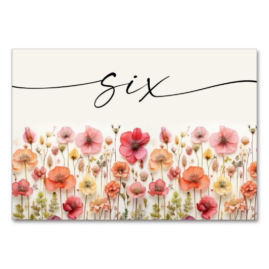 Wildflower Boho tafel Kaarten nummer zes (Voorkant)