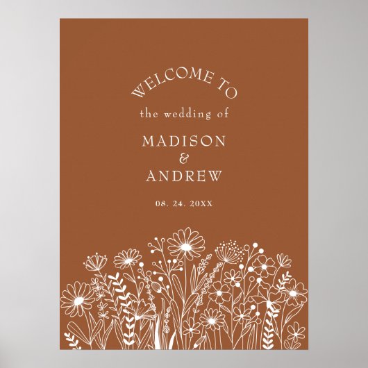 Wildflower Boho Terracotta bruiloft Welkom Poster (Voorkant)
