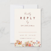 Wildflower Boho Terracotta Fall Wedding Reageer RSVP Kaartje (Voorkant)