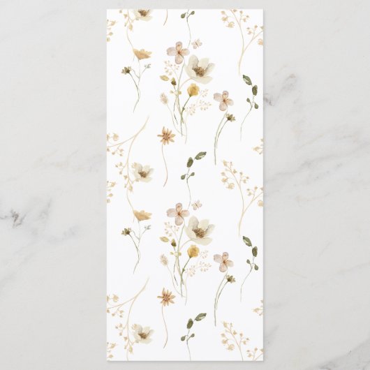 Wildflower Boho Tuin Bloemen Bruiloft Menu (Achterkant)