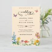 Wildflower Boho tuin bruiloft Kaart (Staand voorkant)