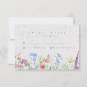 Wildflower Boho Tuin Bruiloft RSVP Kaartje (Voorkant)
