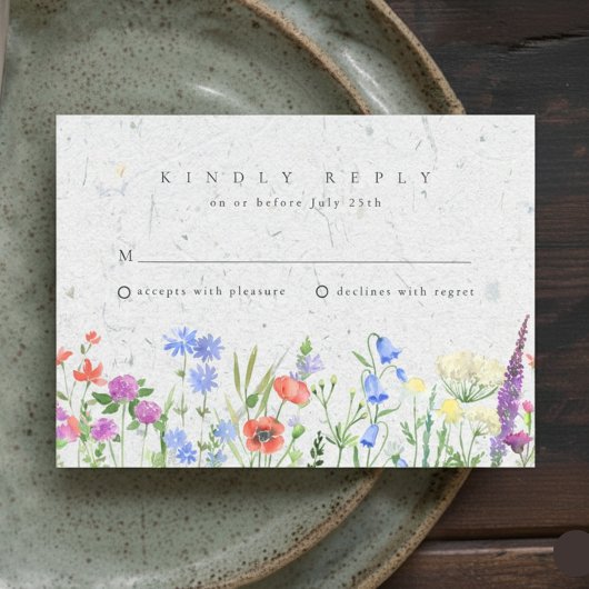 Wildflower Boho Tuin Bruiloft RSVP Kaartje