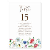 Wildflower Boho Tuin Tafel Aantal Zitkaarten Kaart (Achterkant)