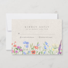 Wildflower Boho Tuin Trouw RSVP Kaartje