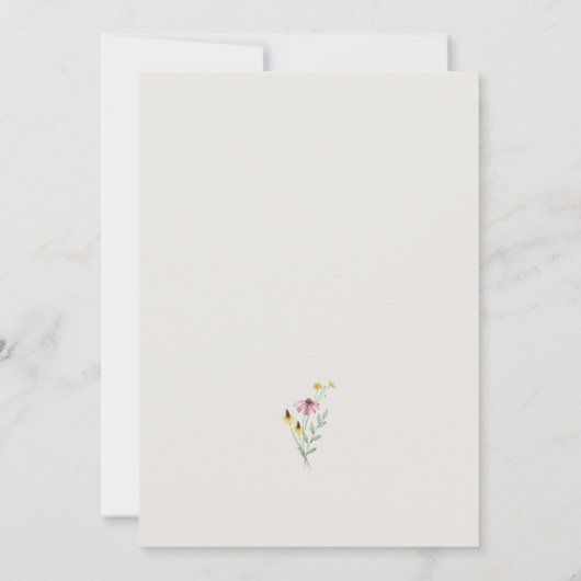 Wildflower boho tuinbloemig beige bruiloft kaart (Achterkant)