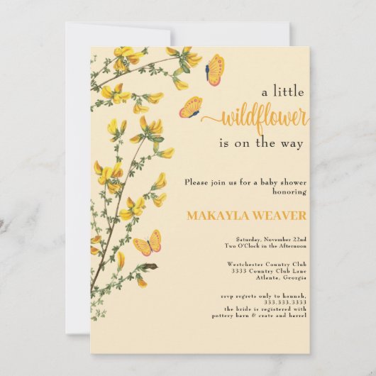 Wildflower Boho vlinders Baby shower Kaart (Voorkant)