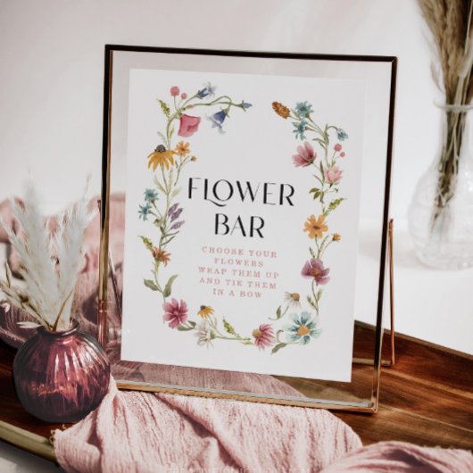 Wildflower Boho Vrijgezellenfeest Bloem Bar Teken Poster