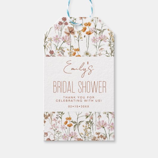 Wildflower Boho Vrijgezellenfeest Dank u in Bloom Cadeaulabel (Voorkant)